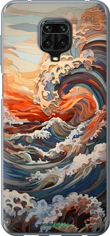 Силиконовый чехол Арт волны для Xiaomi Redmi Note 9 Pro - 6324u-1911 изображение 