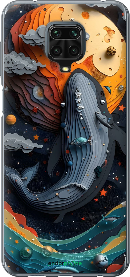 Силіконовий чехол Кит у космосі для Xiaomi Redmi Note 9S - 6328u-2029 изображение 
