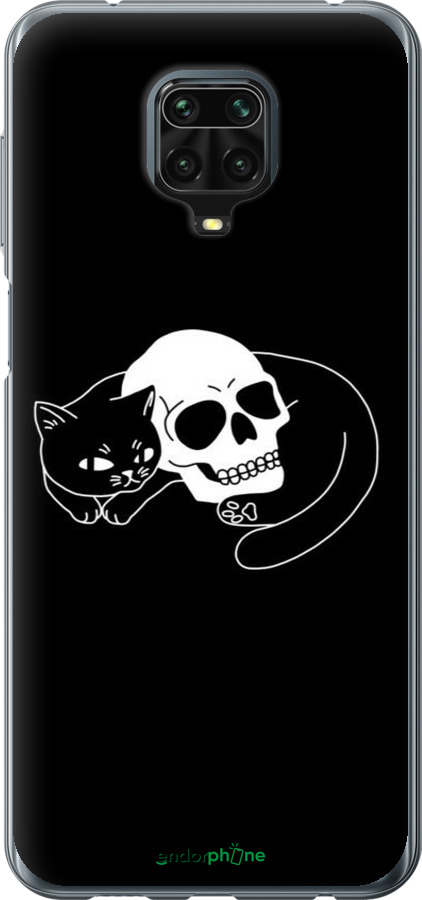 Силіконовий чехол Із зображенням кота та черепа для Xiaomi Redmi Note 9S - 6491u-2029 изображение 