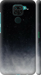 3D пластиковий матовий чехол Голубые облака, Голубая луна для Xiaomi Redmi Note 9 - 6396m-2017 изображение 