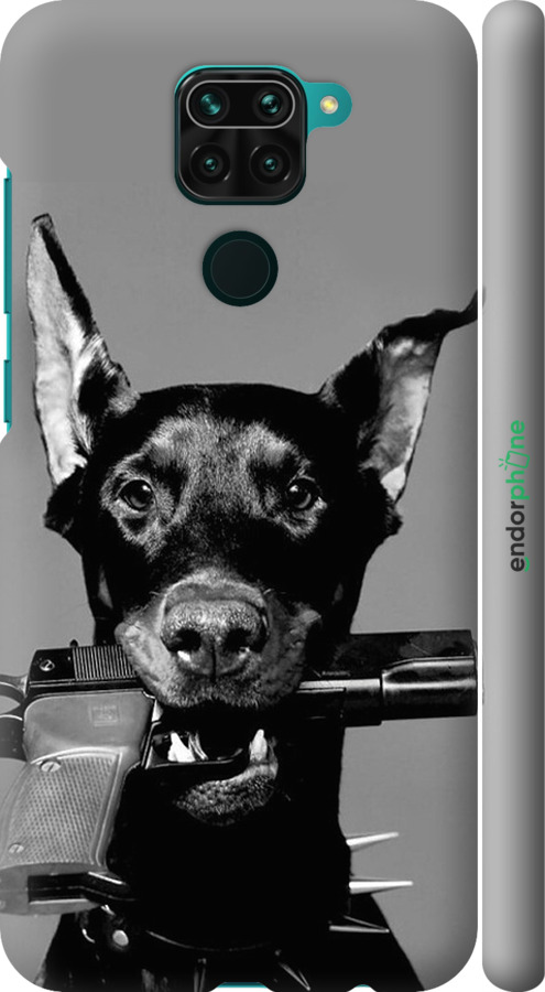 

3D-muovi matta cover "Dobermanni" for Xiaomi Redmi Note 9, Harmaa