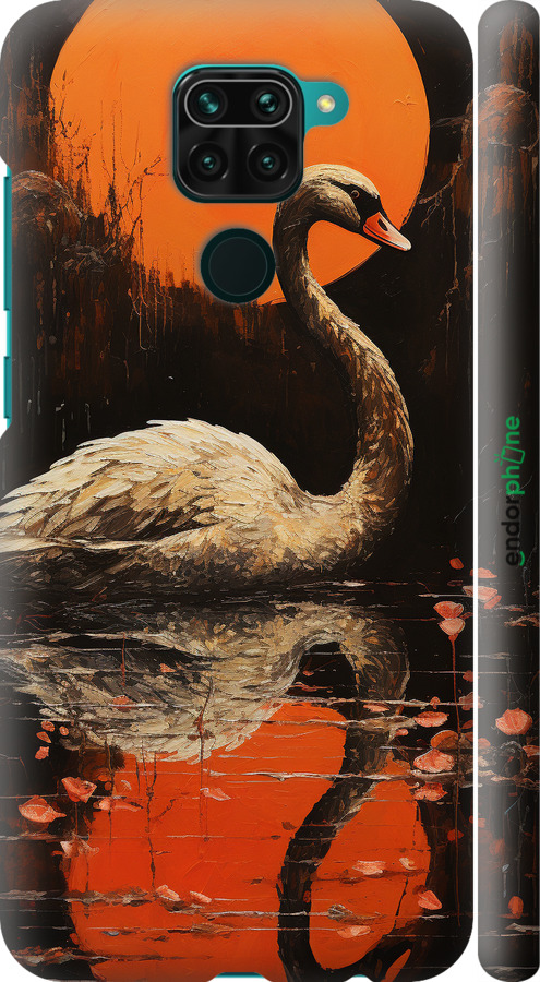 3D пластиковий матовий чехол Лебідь для Xiaomi Redmi Note 9 - 5964m-2017 изображение 