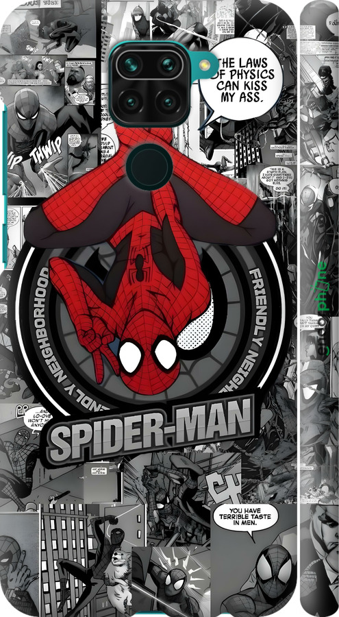 3D пластиковый матовый чехол Человек паук для Xiaomi Redmi Note 9 - 6279m-2017 изображение 