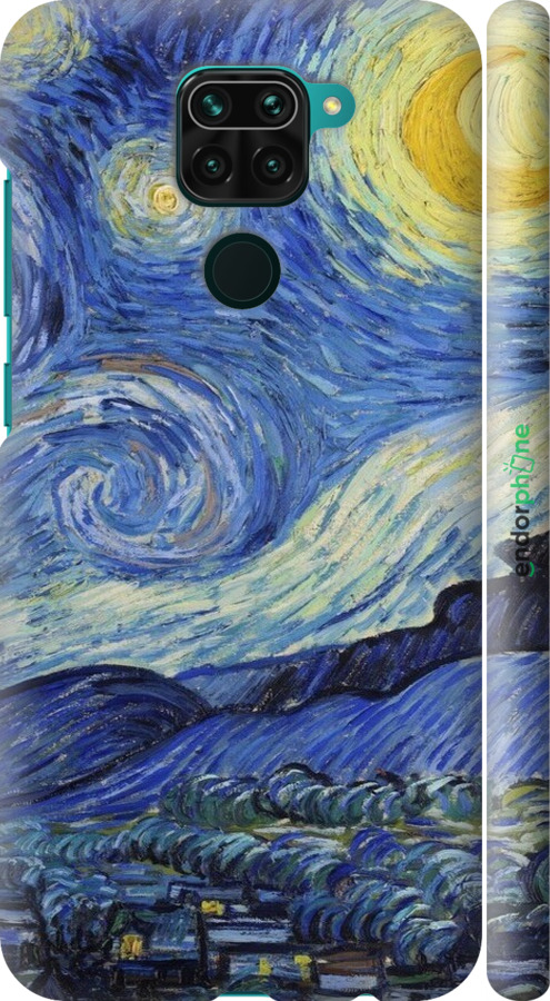 3D пластиковий матовий чехол «Зоряна ніч» Вінсента Ван Гога для Xiaomi Redmi Note 9 - 6433m-2017 изображение 