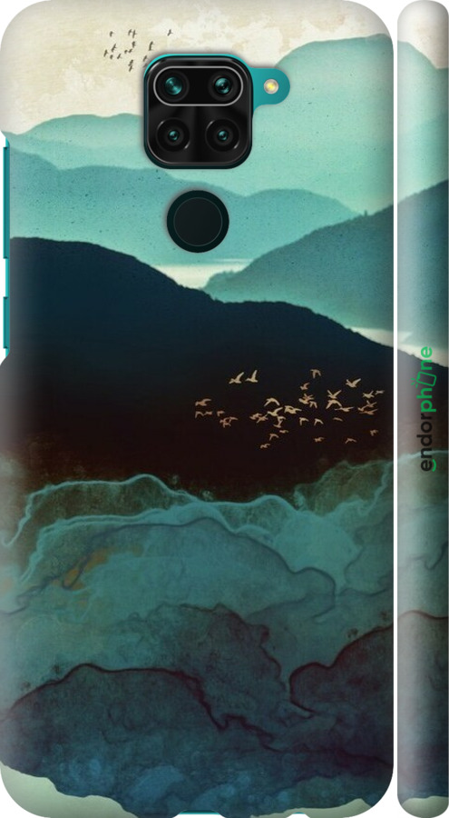 3D пластиковый матовый чехол С изображением гор Индиго для Xiaomi Redmi Note 9 - 6484m-2017 изображение 