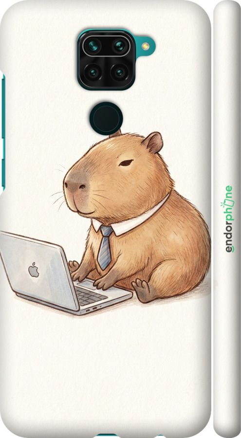 3D пластиковый матовый чехол Funny Capybara CEO Working для Xiaomi Redmi Note 9 - 6777m-2017 изображение 