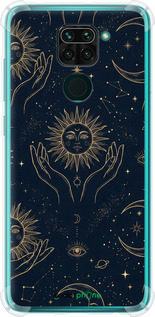 Силикон с усиленными углами чехол Celestial Harmony: Sun & Moon Gold Mystic Pattern для Xiaomi Redmi Note 9 - 6778sp-2017 изображение 