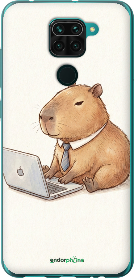 Силиконовый чехол Funny Capybara CEO Working для Xiaomi Redmi Note 9 - 6777u-2017 изображение 
