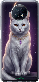 Силиконовый чехол Mystic White Cat Gothic Dark Purple Gold для Xiaomi Redmi Note 9T - 6805u-2261 изображение 