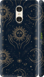 3D пластиковый матовый чехол Celestial Harmony: Sun & Moon Gold Mystic Pattern для Xiaomi Redmi Pro - 6778m-342 изображение 