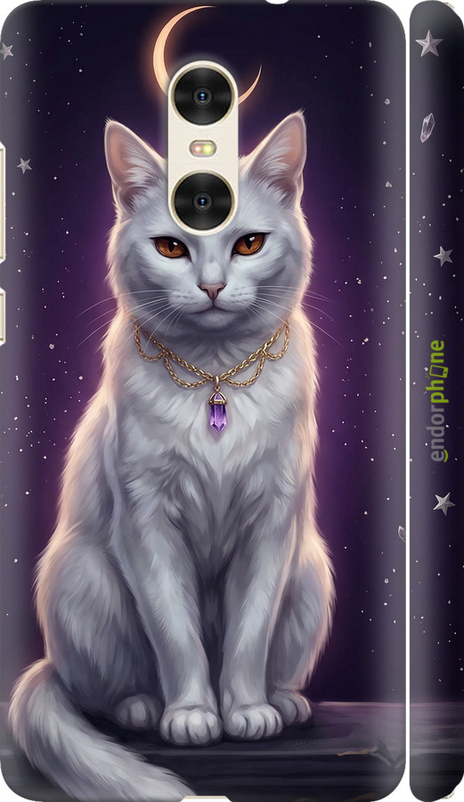 3D пластиковый матовый чехол Mystic White Cat Gothic Dark Purple Gold для Xiaomi Redmi Pro - 6805m-342 изображение 