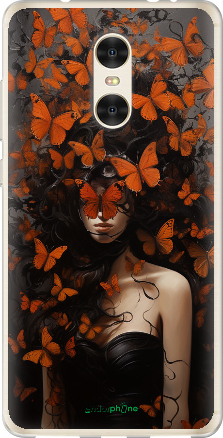 Силіконовий чехол Дівчина з помаранчевими метеликами для Xiaomi Redmi Pro - 5941u-342 изображение 