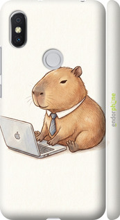 3D пластиковый матовый чехол 'Funny Capybara CEO Working' для Xiaomi Redmi S2 изображение 1