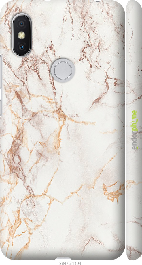 

3D-muovi matta cover "Valkoinen marmori" for Xiaomi Redmi S2