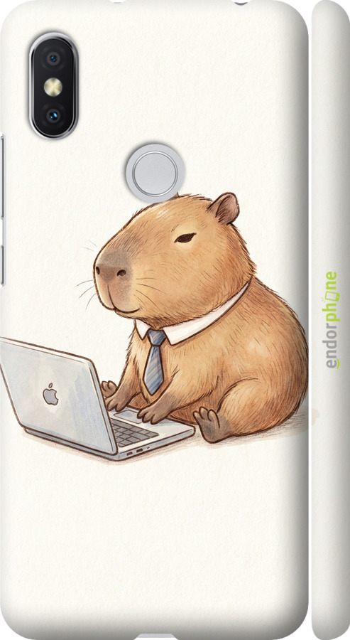 3D пластиковый матовый чехол Funny Capybara CEO Working для Xiaomi Redmi S2 - 6777m-1494 изображение 