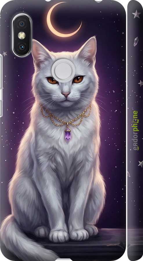 3D пластиковый матовый чехол Mystic White Cat Gothic Dark Purple Gold для Xiaomi Redmi S2 - 6805m-1494 изображение 