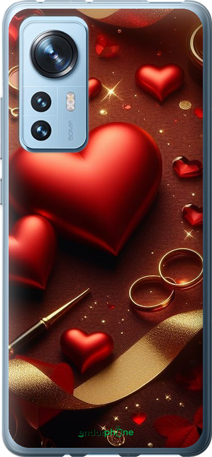 Силиконовый чехол Сердечки v3 для Xiaomi 12X - 5833u-2941 изображение 