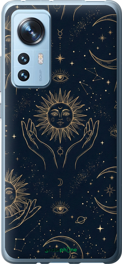 Силиконовый чехол Celestial Harmony: Sun & Moon Gold Mystic Pattern для Xiaomi 12X - 6778u-2941 изображение 