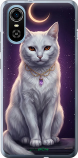 Силиконовый чехол Mystic White Cat Gothic Dark Purple Gold для ZTE Blade A31 Plus - 6805u-2637 изображение 