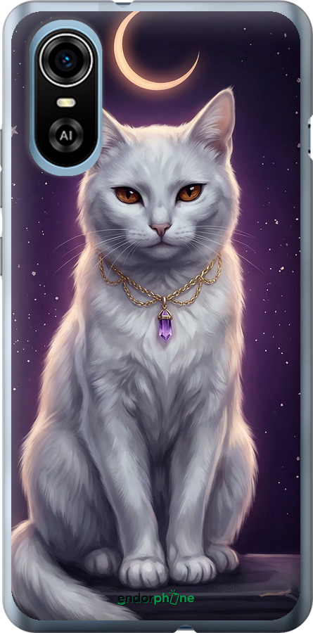 Силиконовый чехол Mystic White Cat Gothic Dark Purple Gold для ZTE Blade A31 Plus - 6805u-2637 изображение 