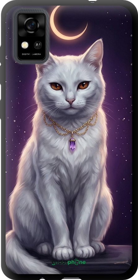 TPU чехол Mystic White Cat Gothic Dark Purple Gold для ZTE Blade A31 - 6805b-2522 изображение 