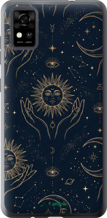 Силиконовый чехол Celestial Harmony: Sun & Moon Gold Mystic Pattern для ZTE Blade A31 - 6778u-2522 изображение 