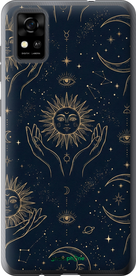 Силиконовый чехол Celestial Harmony: Sun & Moon Gold Mystic Pattern для ZTE Blade A31 - 6778u-2522 изображение 