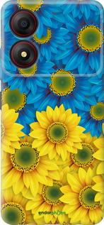 Силиконовый чехол Жёлто-голубые цветы для ZTE Blade A34 - 1048u-3989 изображение 