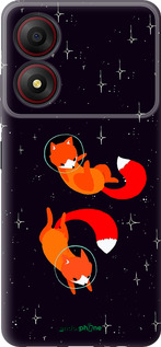 Силиконовый чехол Лисички в космосе для ZTE Blade A34 - 4519u-3989 изображение 