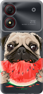 Силиконовый чехол Мопс и арбуз для ZTE Blade A34 - 4665u-3989 изображение 