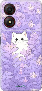 Силиконовый чехол Котик в цветах для ZTE Blade A34 - 6390u-3989 изображение 