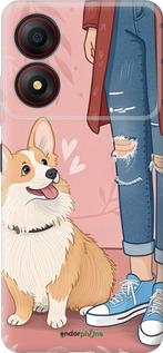 Силиконовый чехол Корги 3 для ZTE Blade A34 - 6707u-3989 изображение 