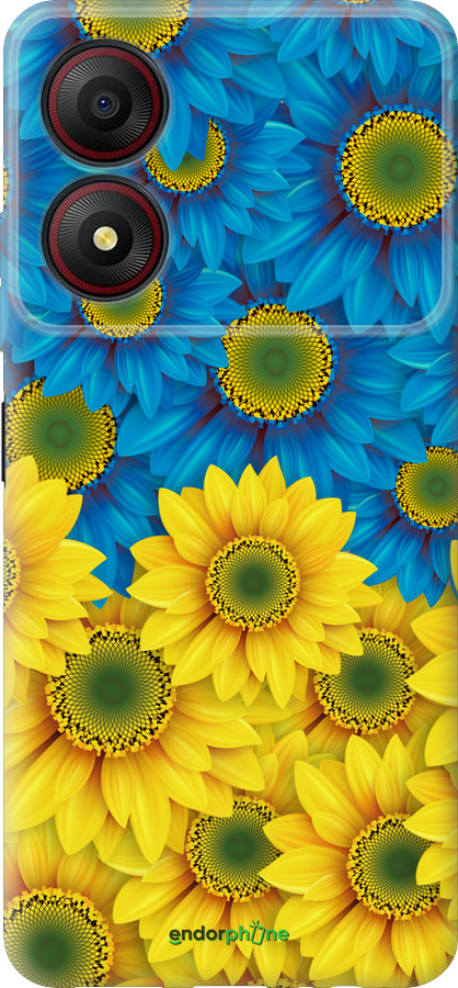 Силиконовый чехол Жёлто-голубые цветы для ZTE Blade A34 - 1048u-3989 изображение 