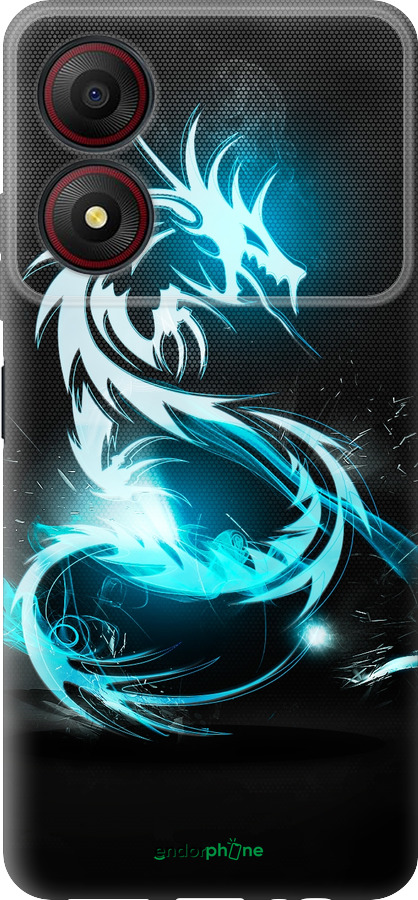 Силиконовый чехол Бело-голубой огненный дракон для ZTE Blade A34 - 113u-3989 изображение 