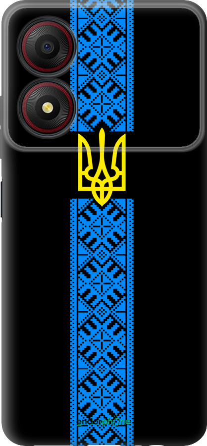 Силиконовый чехол Тризуб в вышиванке для ZTE Blade A34 - 1158u-3989 изображение 