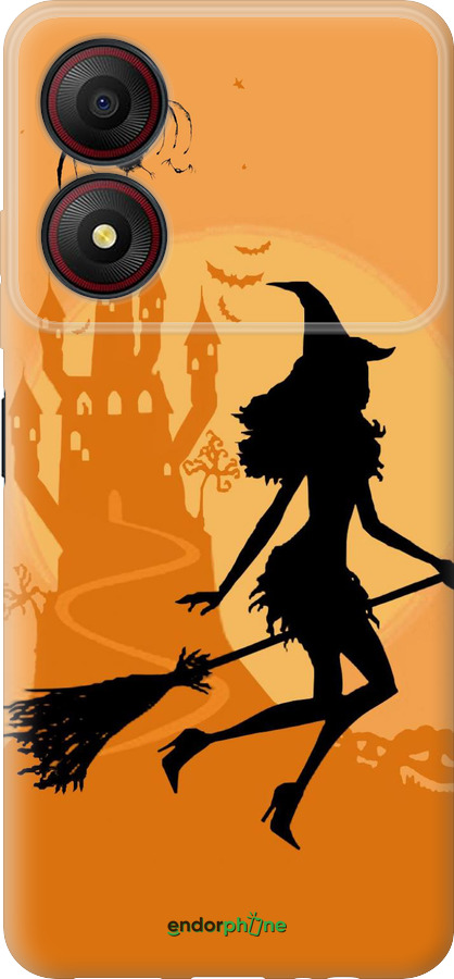 Силиконовый чехол Ведьма на метле для ZTE Blade A34 - 1184u-3989 изображение 