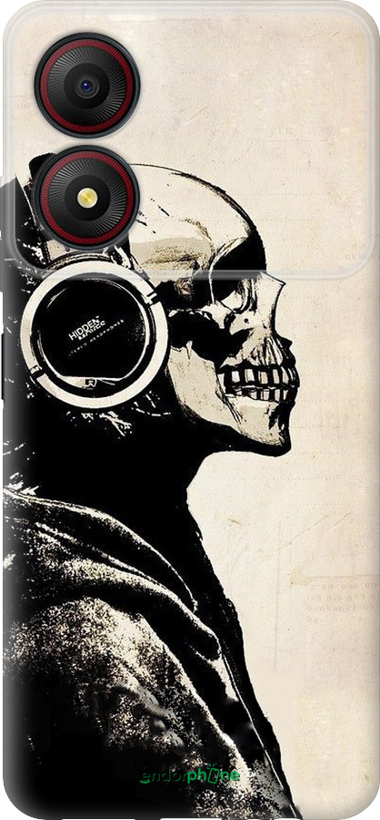 Силиконовый чехол Скелет-меломан v2 для ZTE Blade A34 - 1200u-3989 изображение 