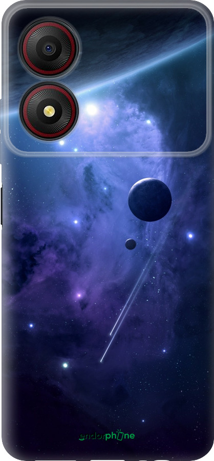 Силиконовый чехол Планеты в синем космосе для ZTE Blade A34 - 171u-3989 изображение 