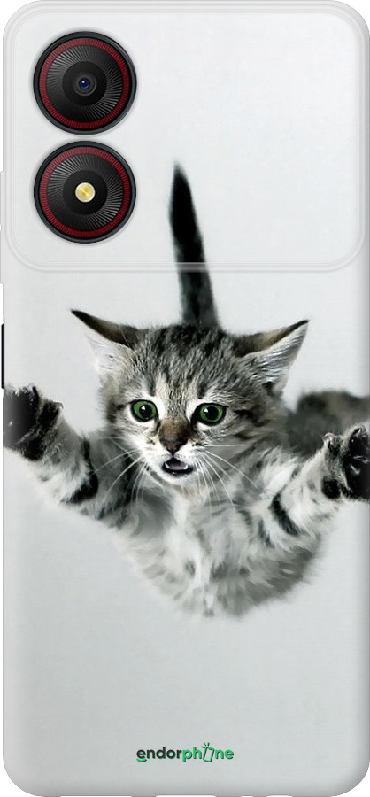 Силиконовый чехол Летящий котёнок для ZTE Blade A34 - 2322u-3989 изображение 