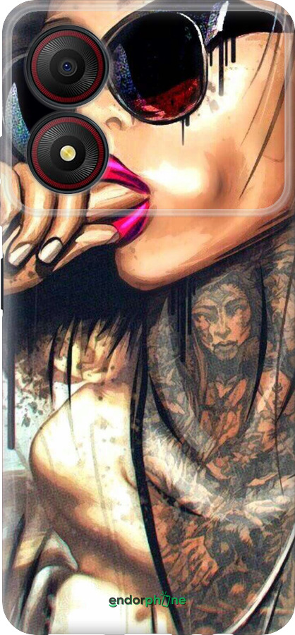 Силиконовый чехол Девушка в тату для ZTE Blade A34 - 4001u-3989 изображение 