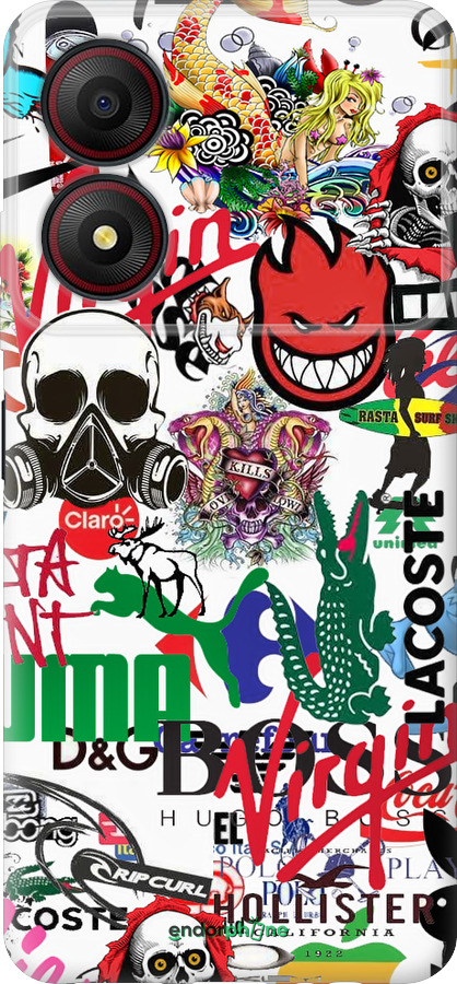 Силиконовый чехол Many different logos для ZTE Blade A34 - 4022u-3989 изображение 