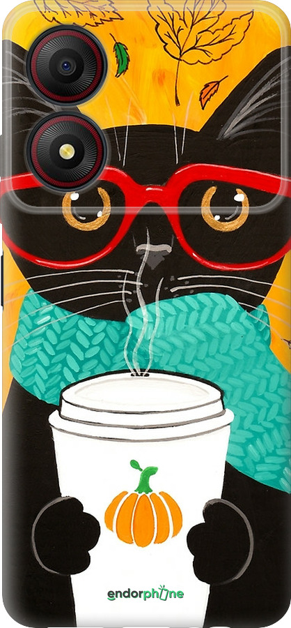 Силиконовый чехол Осенний кот для ZTE Blade A34 - 4026u-3989 изображение 