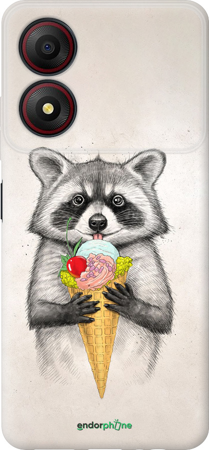 Силиконовый чехол Енотик с мороженым для ZTE Blade A34 - 4602u-3989 изображение 
