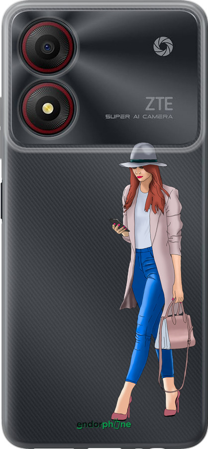 Силиконовый чехол Девушка 1 для ZTE Blade A34 - 4751u-3989 изображение 