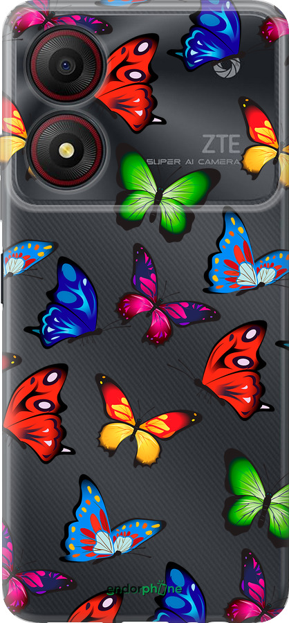 Силіконовий чехол Барвисті метелики для ZTE Blade A34 - 4761u-3989 изображение 