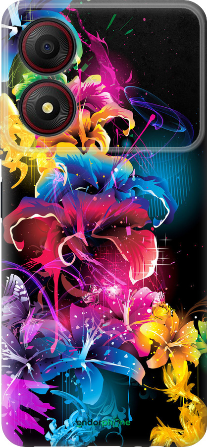 Силиконовый чехол Абстрактные цветы для ZTE Blade A34 - 511u-3989 изображение 