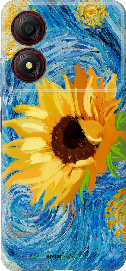 Силиконовый чехол Цветы желто-голубые для ZTE Blade A34 - 5308u-3989 изображение 