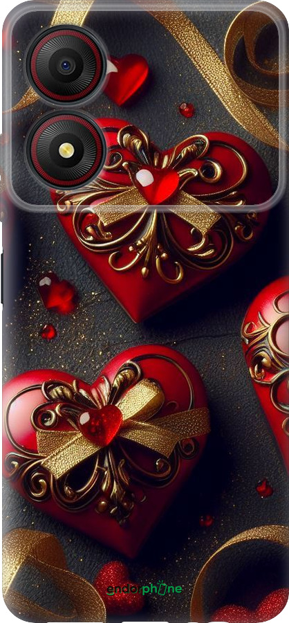 Силиконовый чехол Сердечки v4 для ZTE Blade A34 - 5834u-3989 изображение 