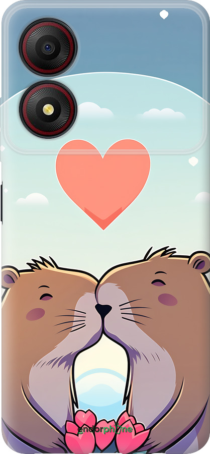 Силиконовый чехол Капибара любовь для ZTE Blade A34 - 6027u-3989 изображение 