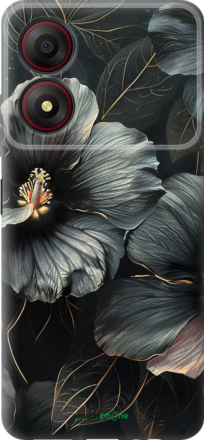Силиконовый чехол Черные цветы для ZTE Blade A34 - 6031u-3989 изображение 